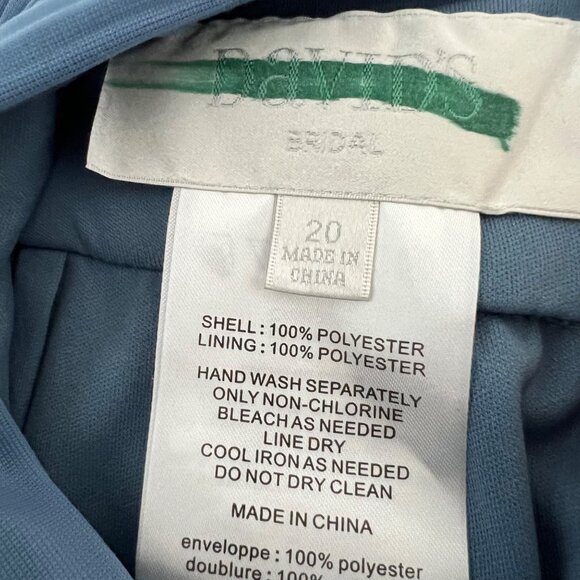 Davids Bridal Womens Plus W11480 Mesh Short Bridesmaid Dress Steel Blue size 20 - Picture 9 of 13